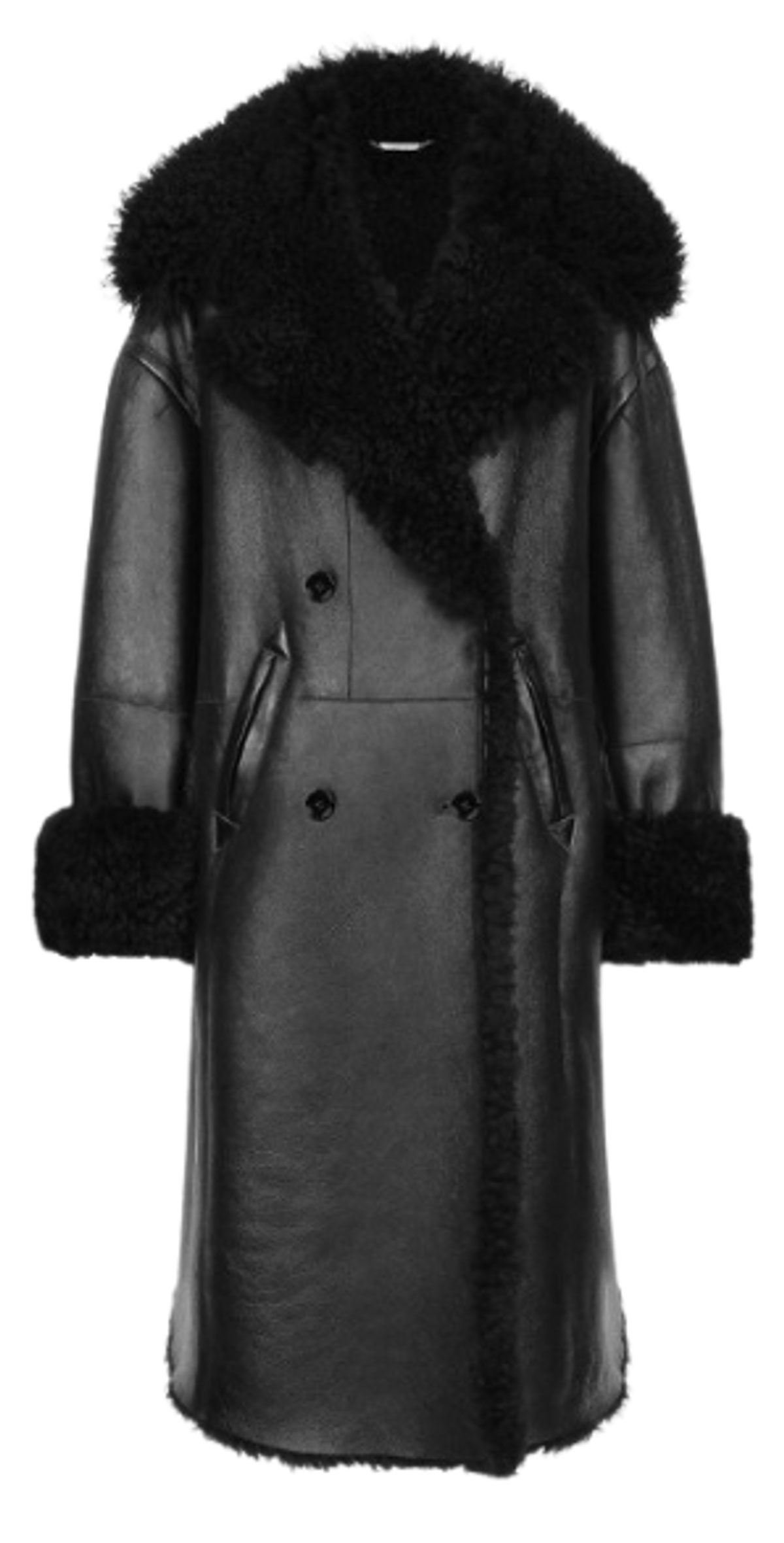Dolce & Gabbana Black Double-breasted Shearling Coat