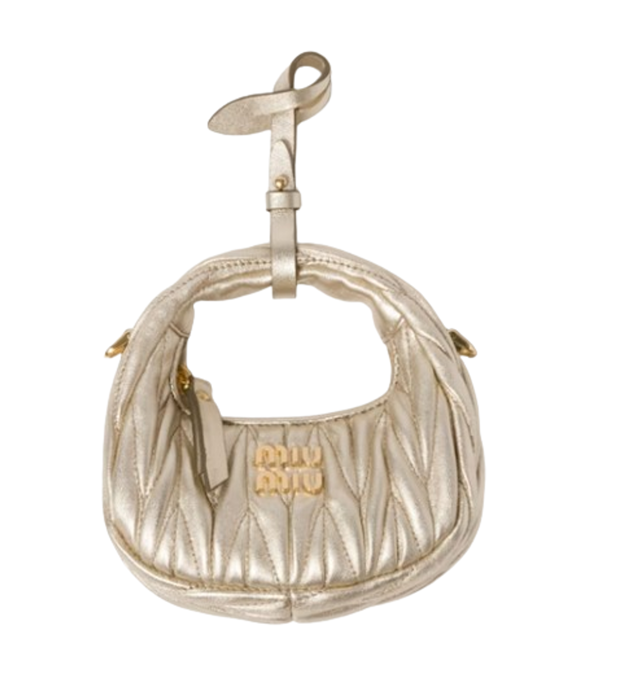 Miu Miu Pyrite Wander MatelassE Nappa Leather Micro Hobo Bag