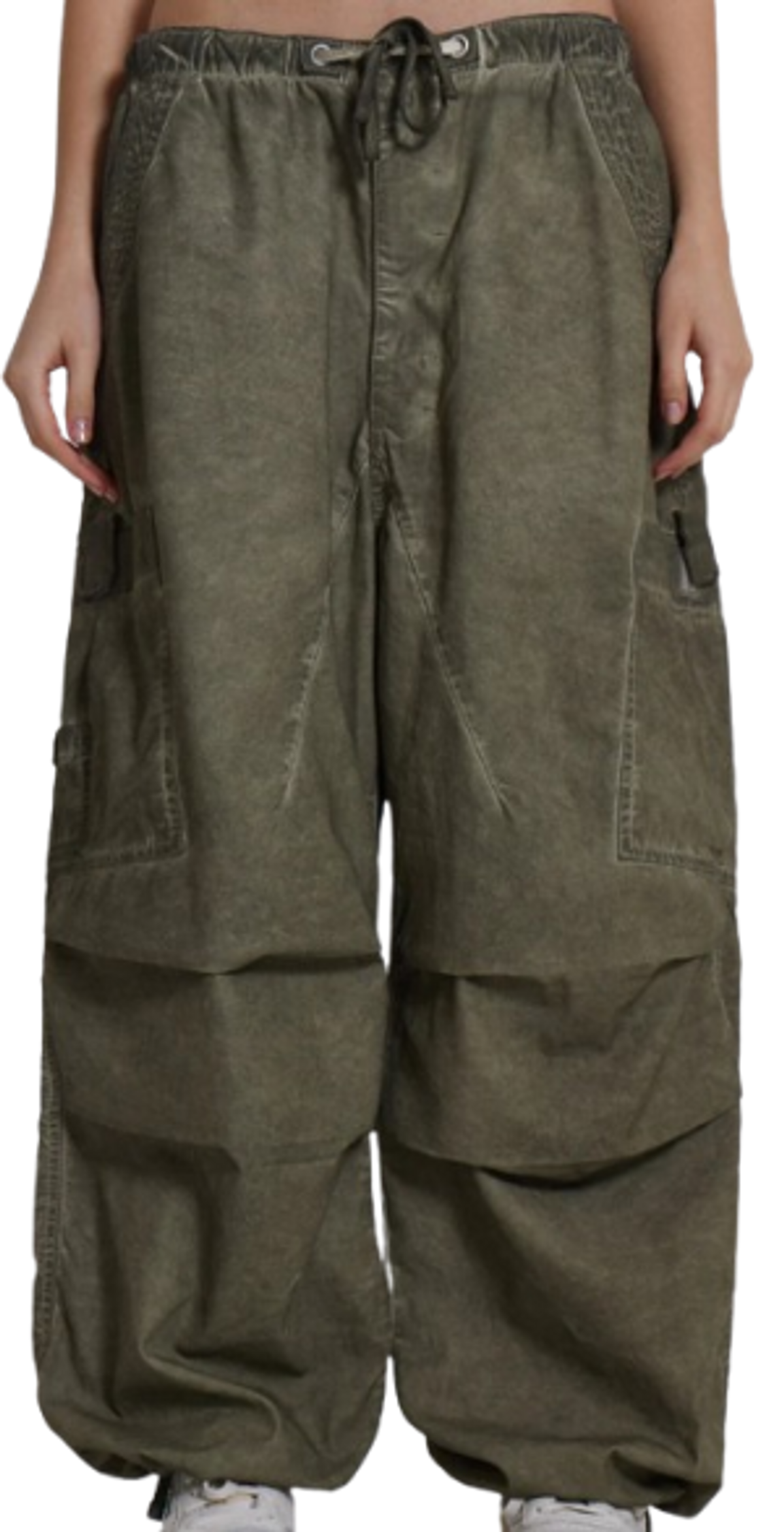 Jaded London Khaki Oil Wash Parachute Pants