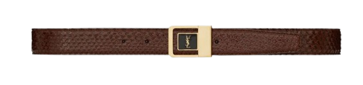 Saint Laurent Sienna Brown And Black Python La 66 Buckle Belt