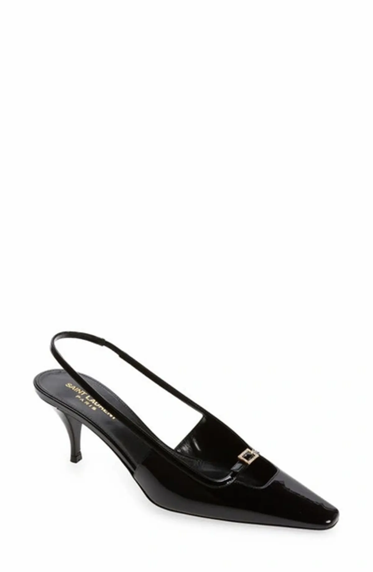 Saint Laurent Black Blade Square Toe Slingback Sandals