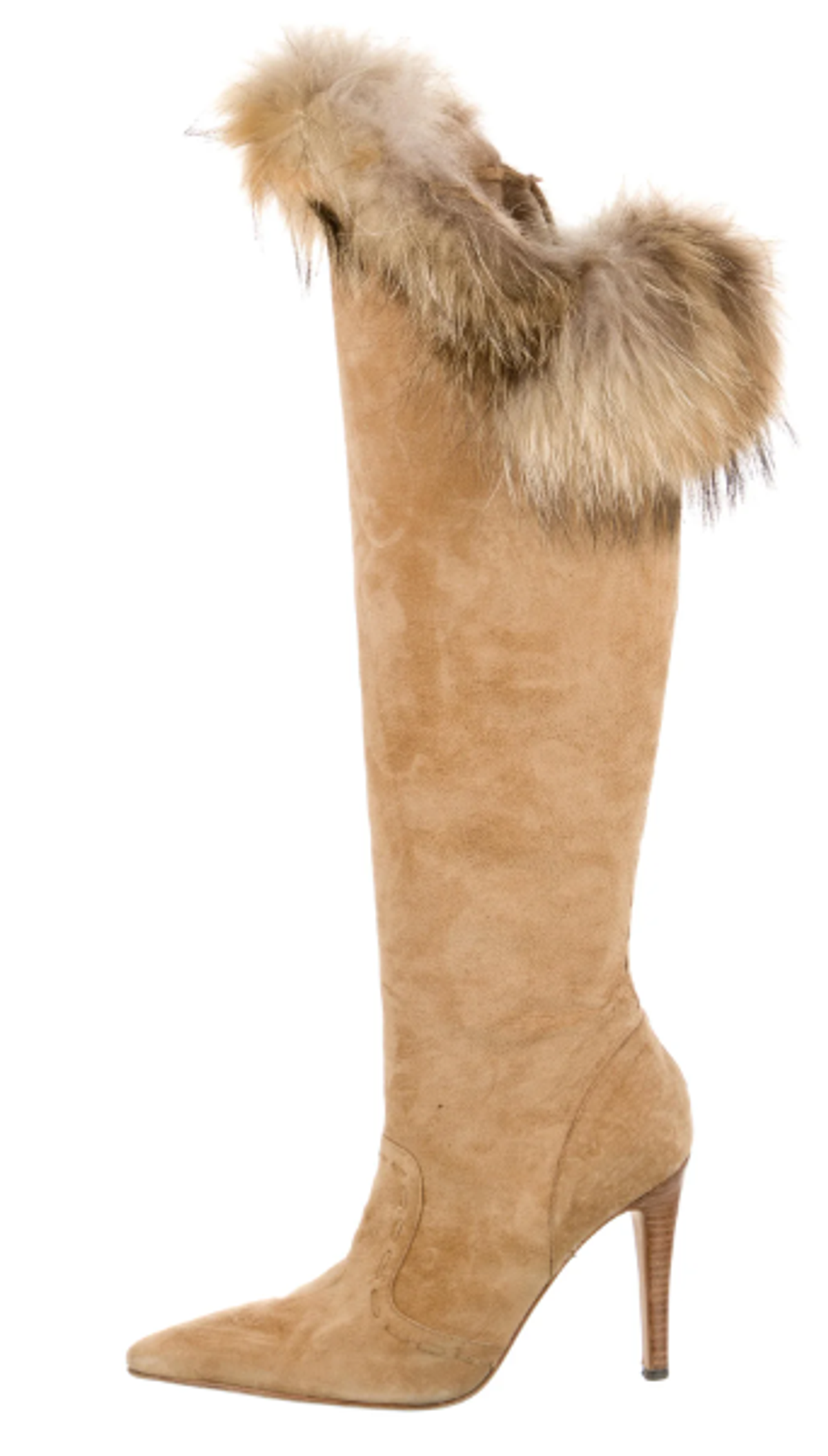 Manolo Blahnik Suede Fur Trim Boots