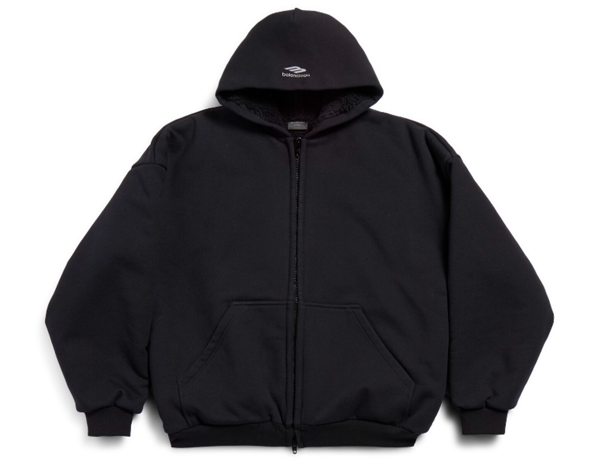 Balenciaga Black 3B Sports Icon Outerwear Zip-Up Hoodie
