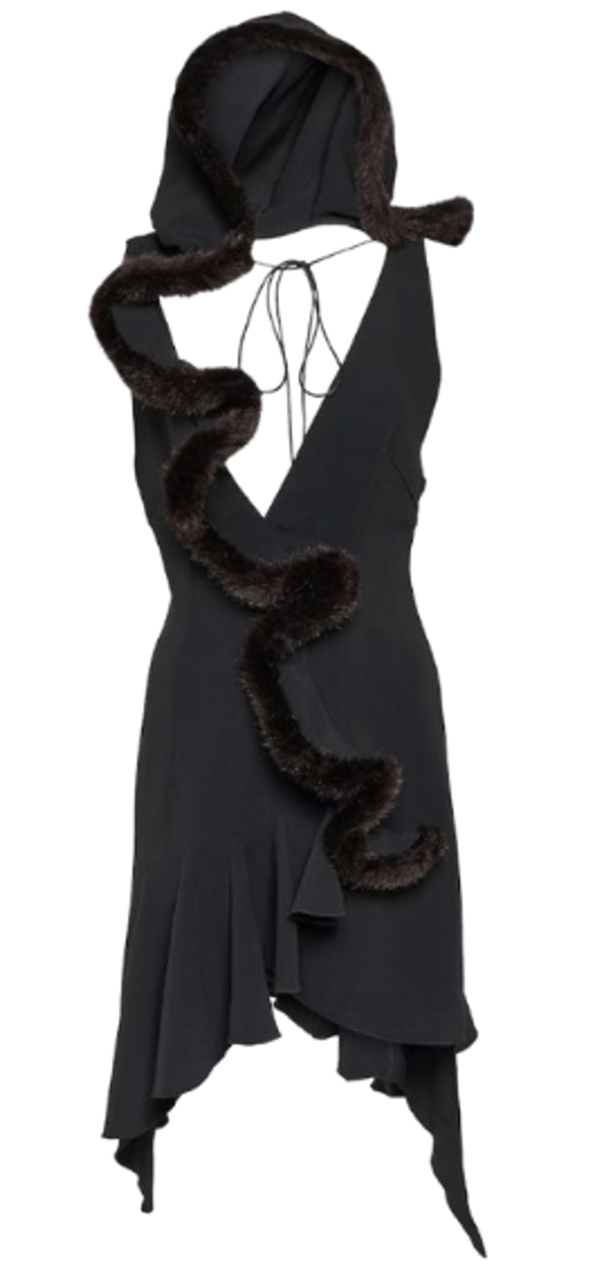 Coperni Black Faux Fur-trimmed Jersey Minidress