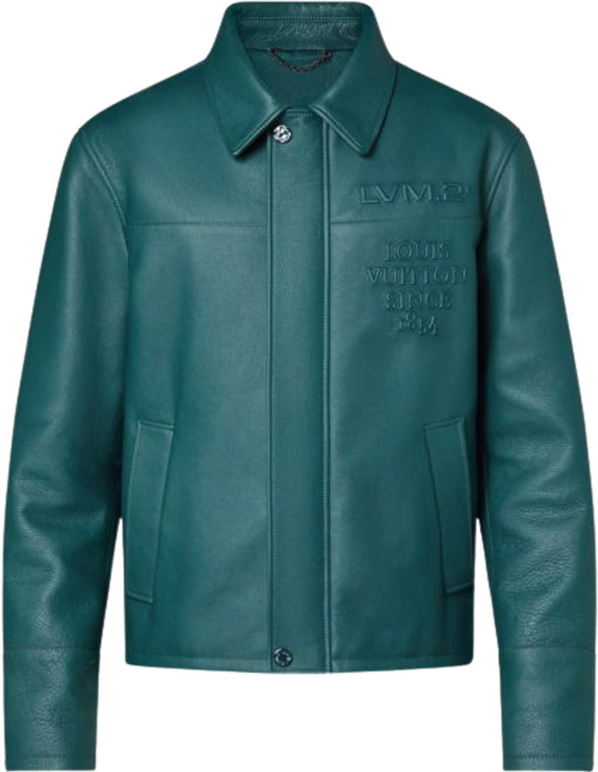 Louis Vuitton Pine Green Logo Embossed Leather Overshirt