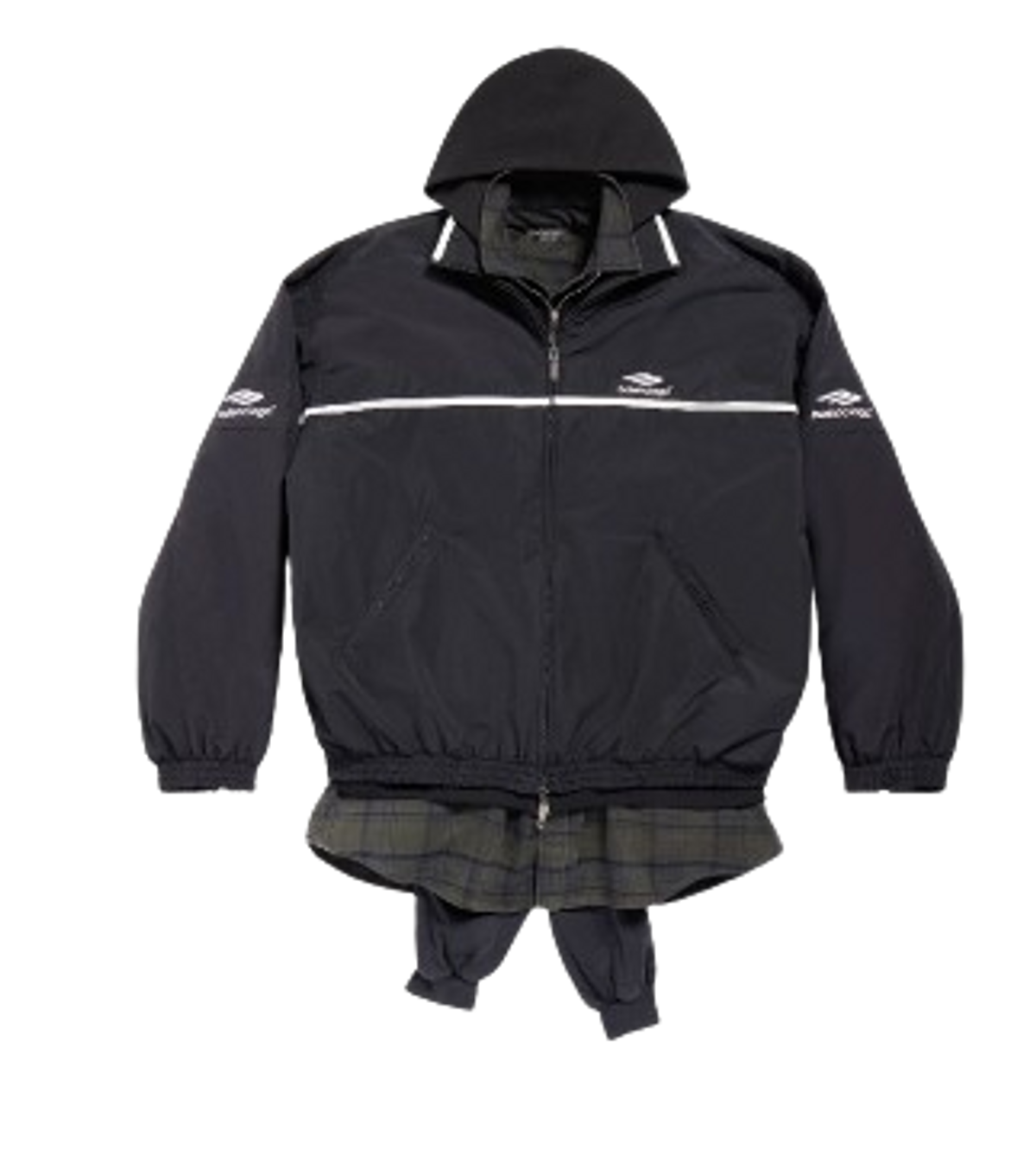 Balenciaga Black 3B Sports Icon Layered Tracksuit Jacket