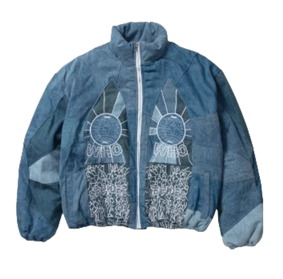 Who Decides War Blue Embroidered Bomber