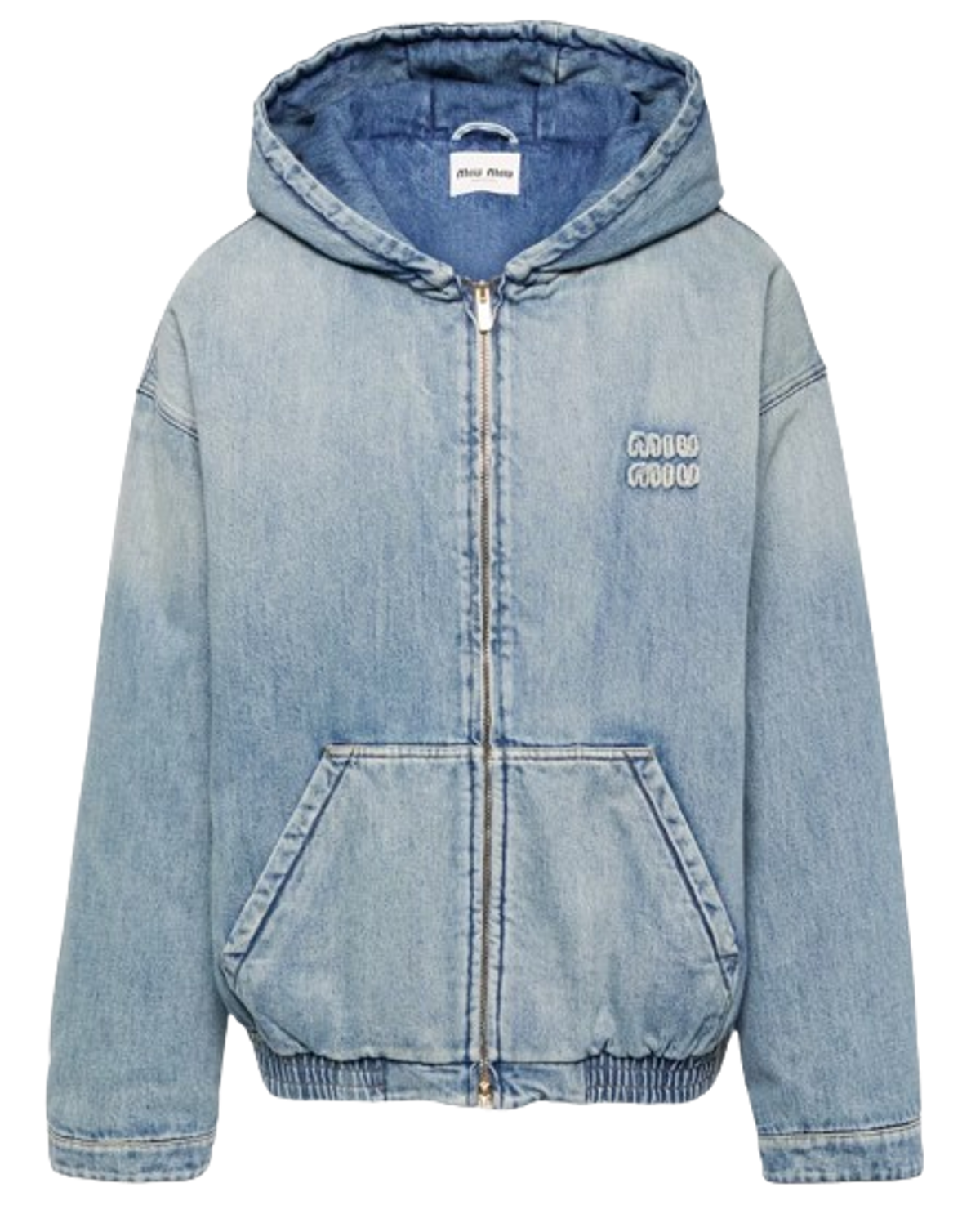 Miu Miu Blue Logo Denim Hoodie Jacket