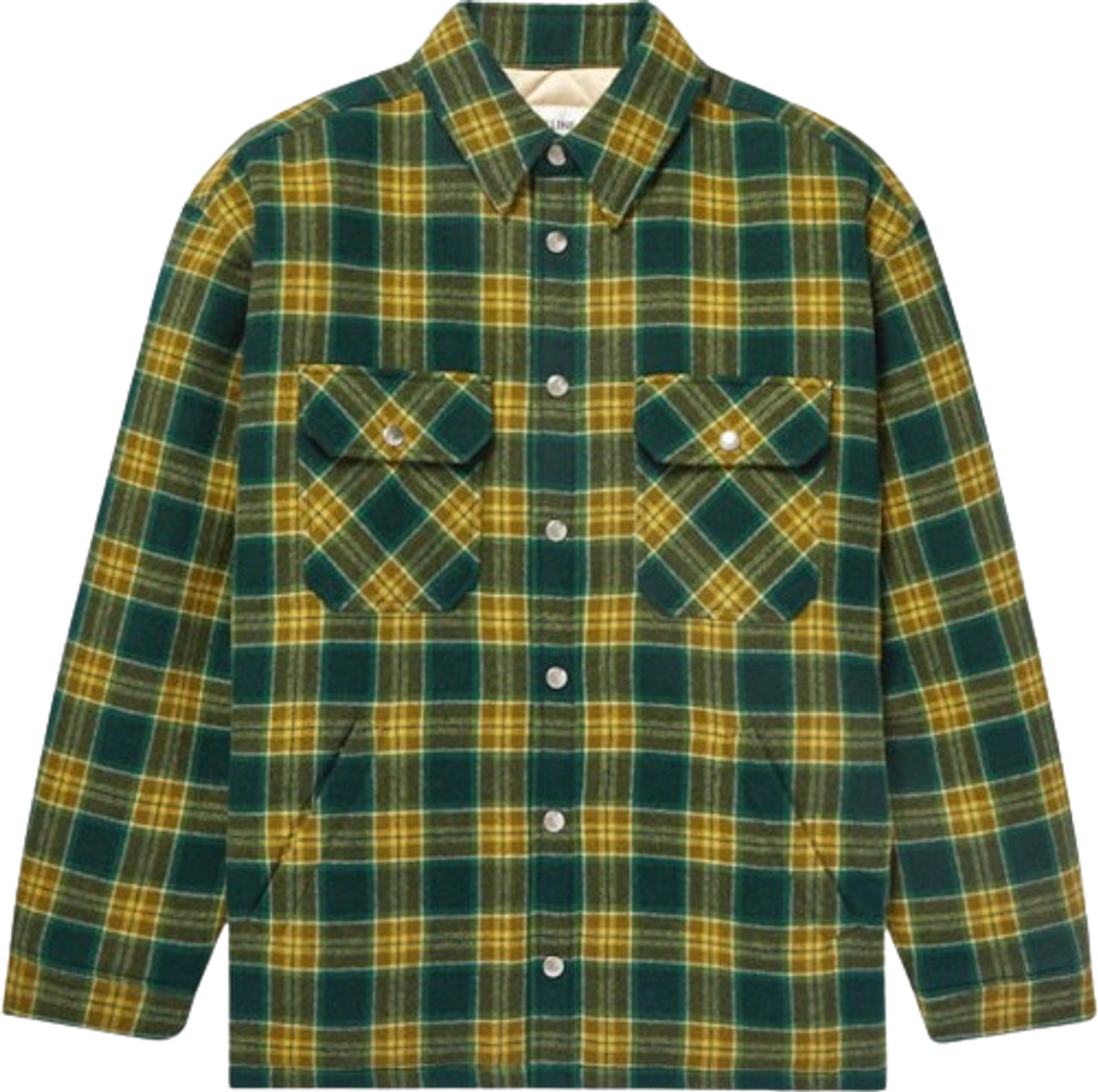 Celine Dark Green & Yellow Plaid Padded Overshirt