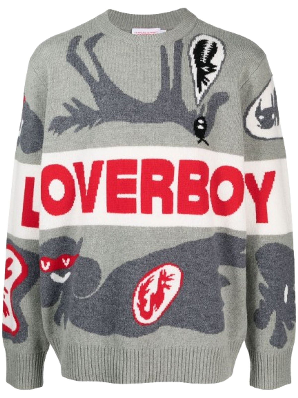 Loverboy by Charles Jeffrey Crewneck Intarsia Knit Grey Jumper