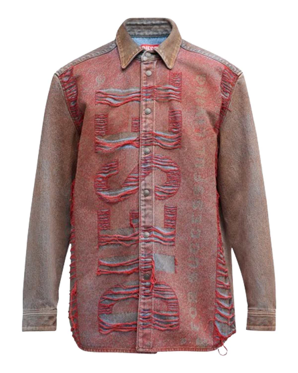Diesel D-Simply-Over Destroyed Logo Button-Down Shirt