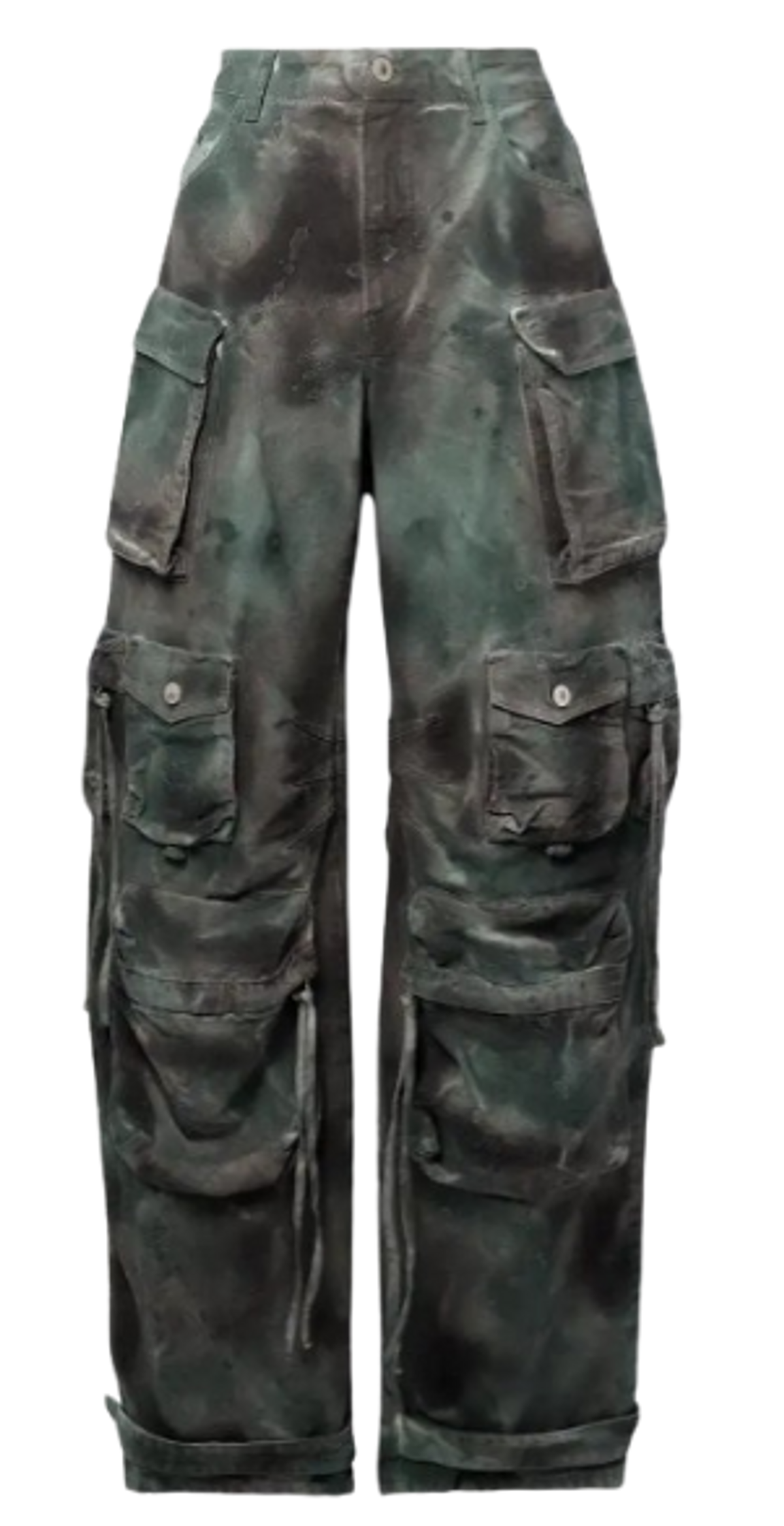 The Attico Fern Distressed Printed Cotton-canvas Straight-leg Cargo Pants