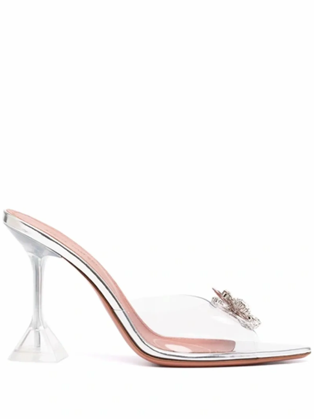 Amina Muaddi Silver Rosie Transparent Mules