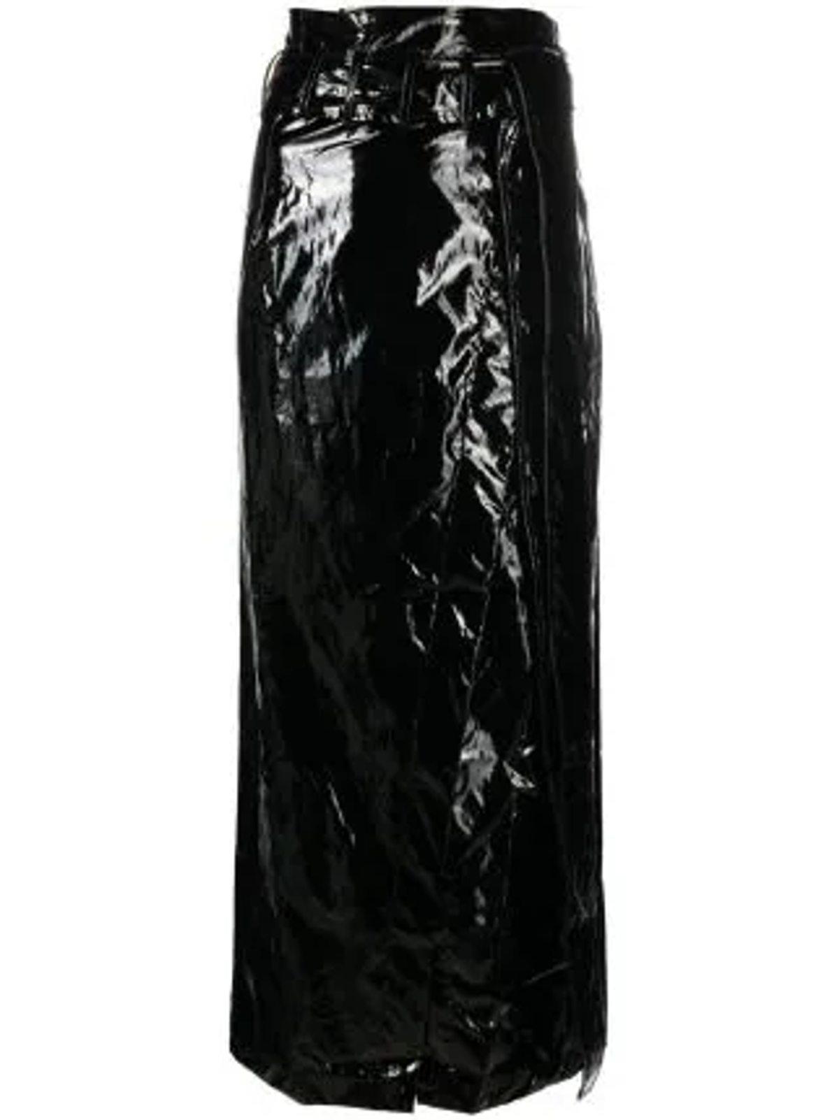 Elleme Black Shiny Vinyl Midi Skirt