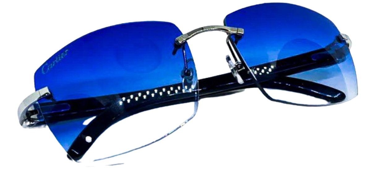 Cartier White Buffs Blue Mykonos Lenses Sunglasses Sunglasses