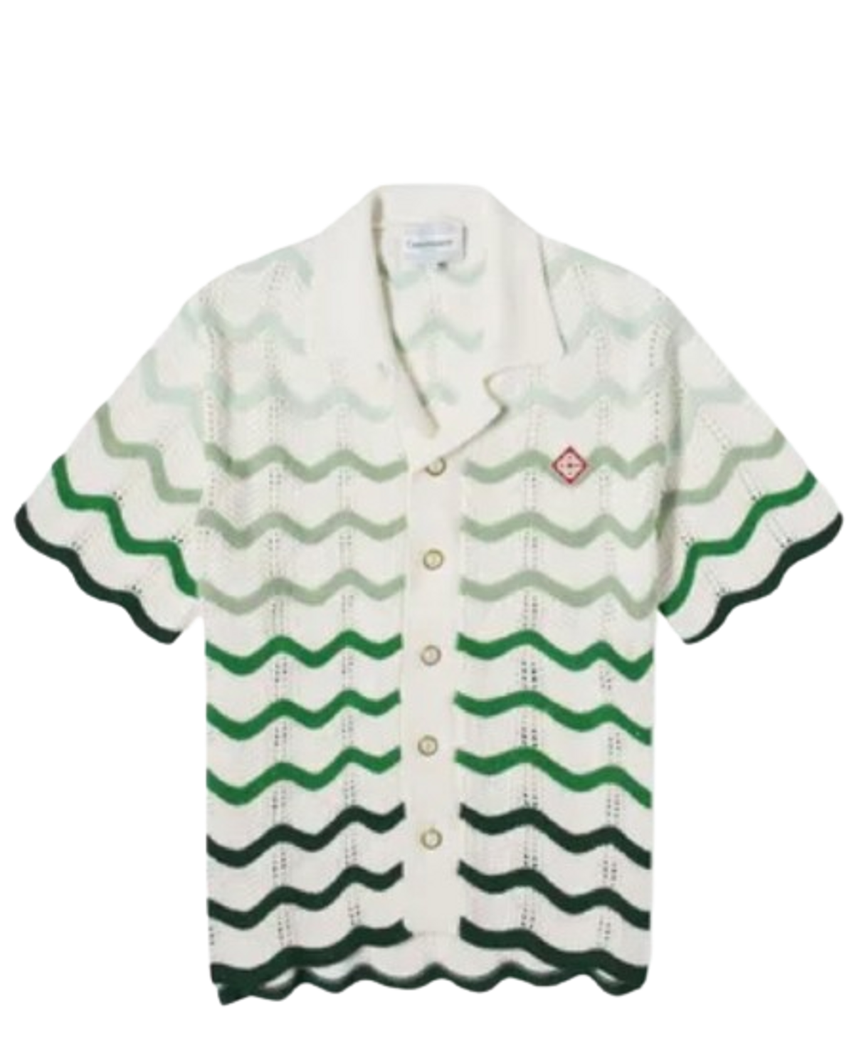 Casablanca Wave Crochet Knit Green Shirt