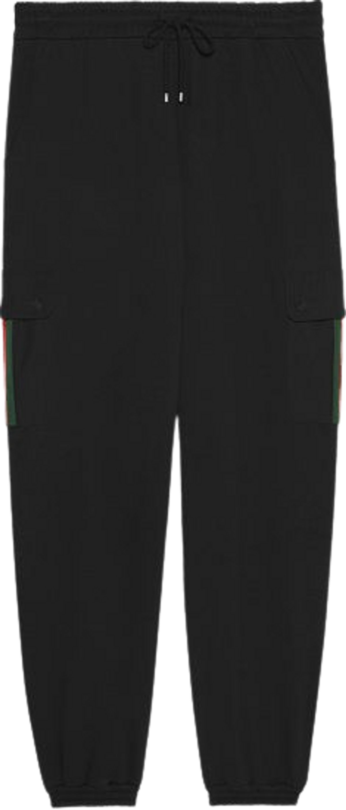 Gucci Black & Web Stripe-Cargo Pocket Sweatpants