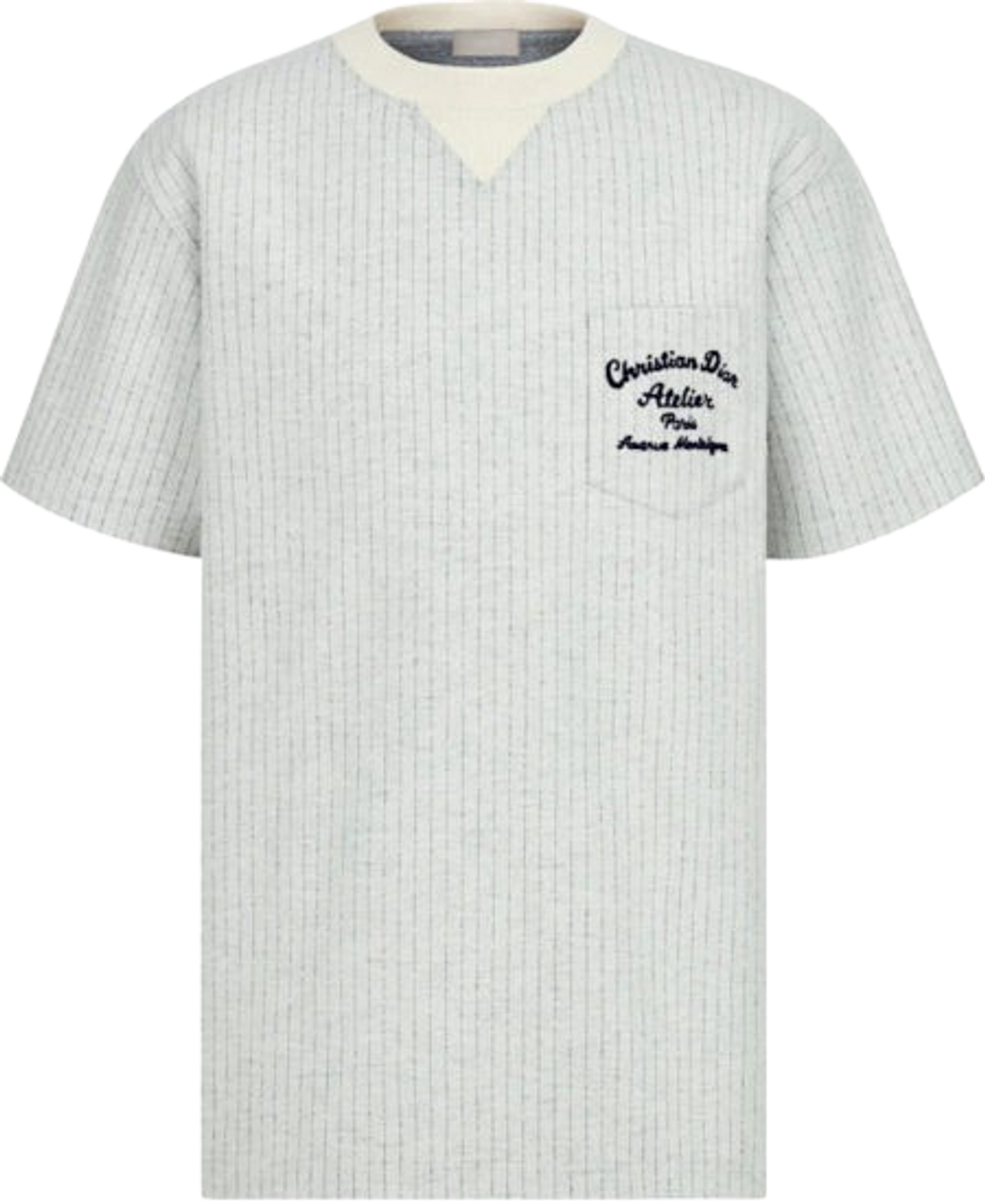 Dior White Pinstriped Atelier Pocket T-Shirt