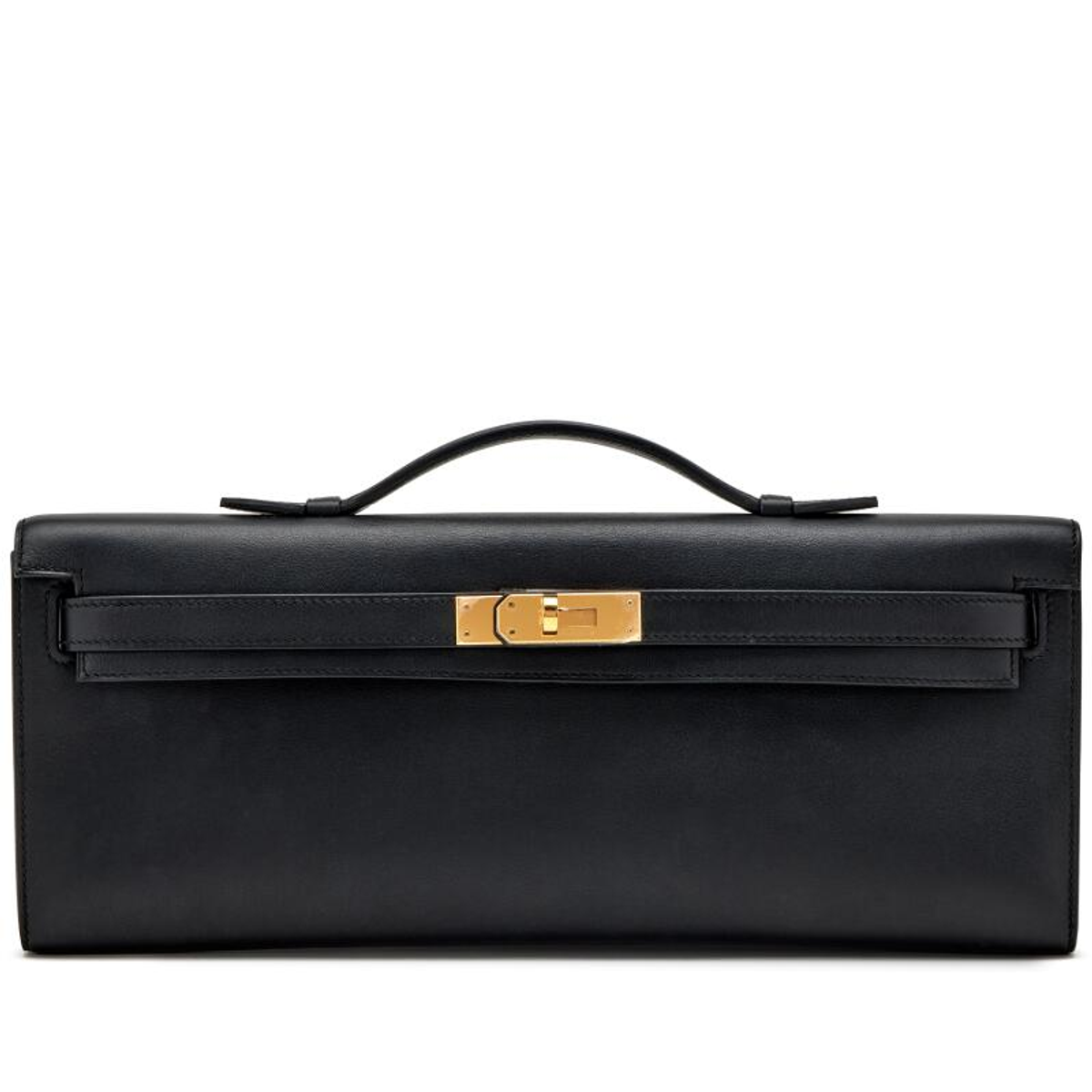 Hermes Black Swift Kelly Cut Gold Hardware Bag