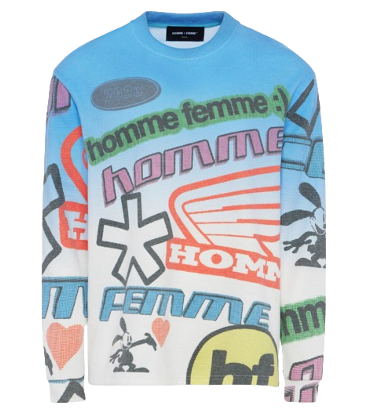 Homme + Femme Blue Moto Thermal Long Sleeve T-Shirt