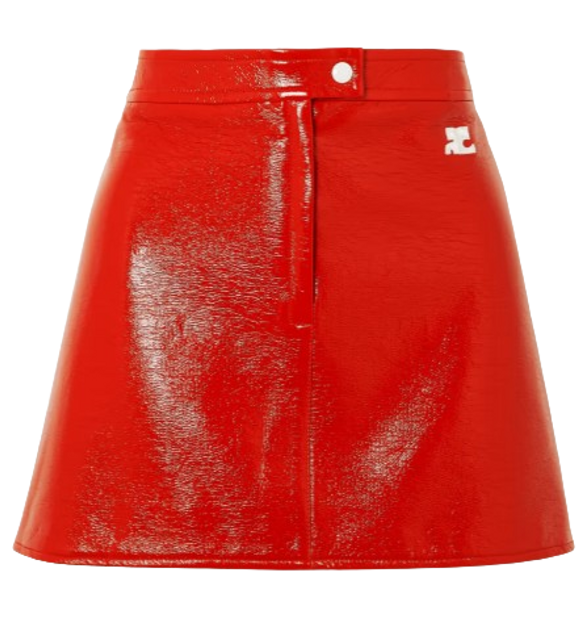Courreges Red Appliqued Cotton-Blend Vinyl Mini Skirt