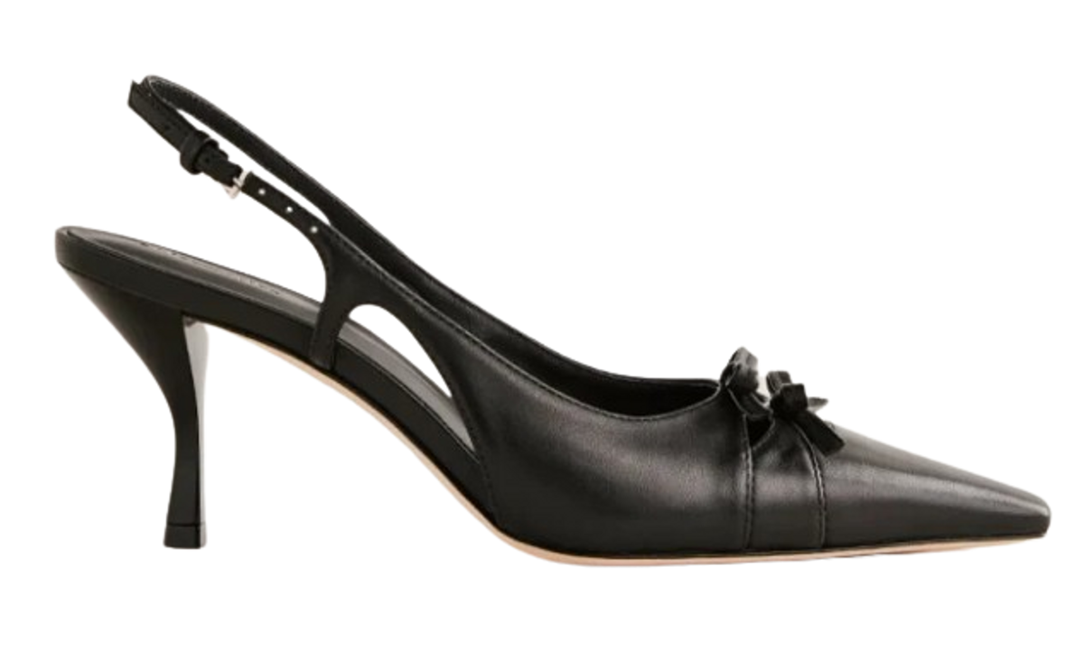 Reformation Black Leather Noreen Slingback Pumps