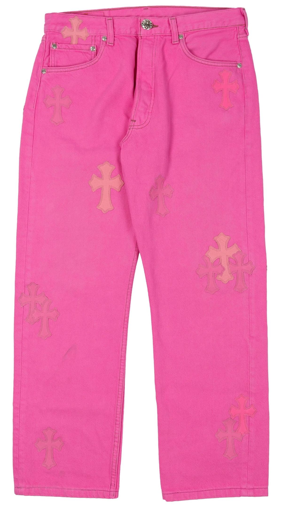 Chrome Hearts Cross Patch Denim Sex Records Neon Pink