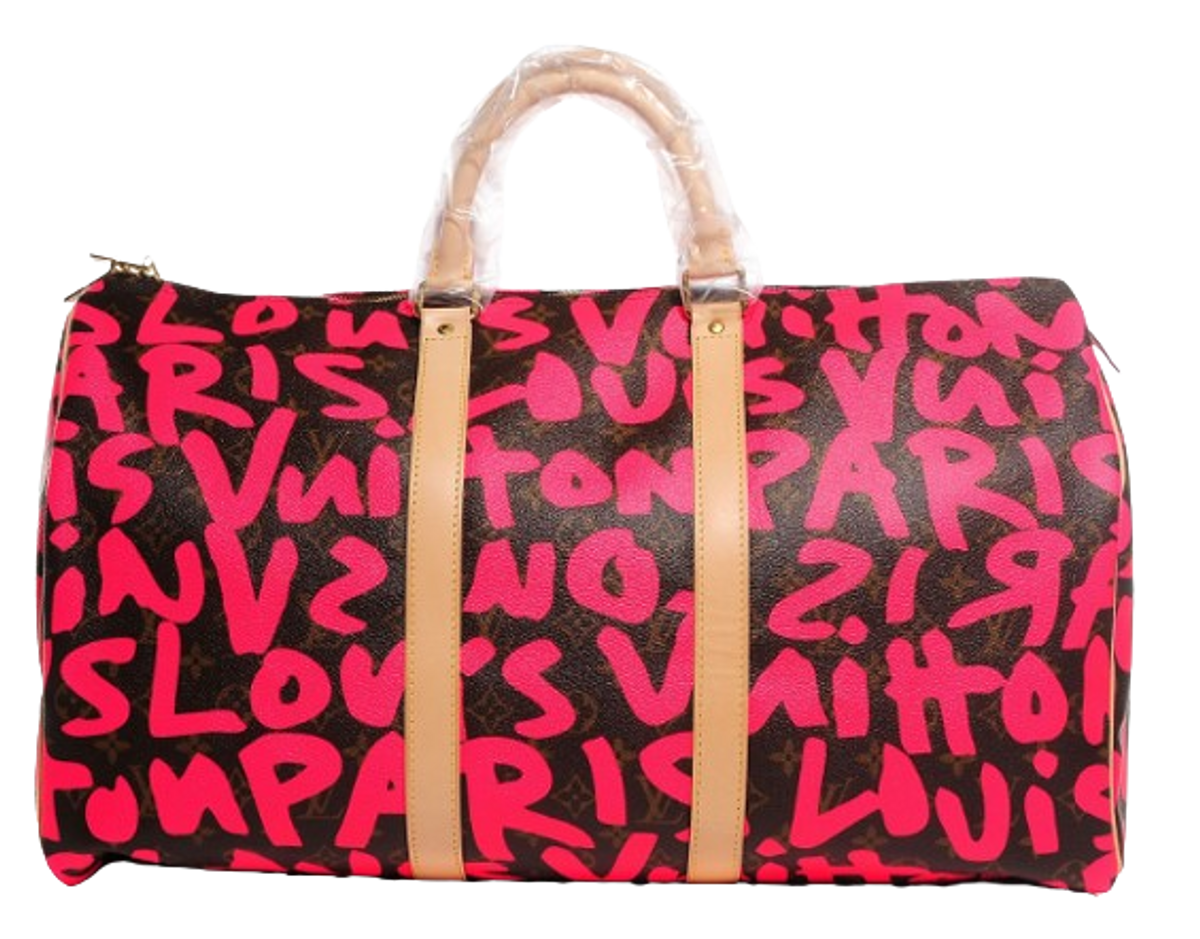 Louis Vuitton Monogram Graffiti Keepall 50 Fuchsia Bag
