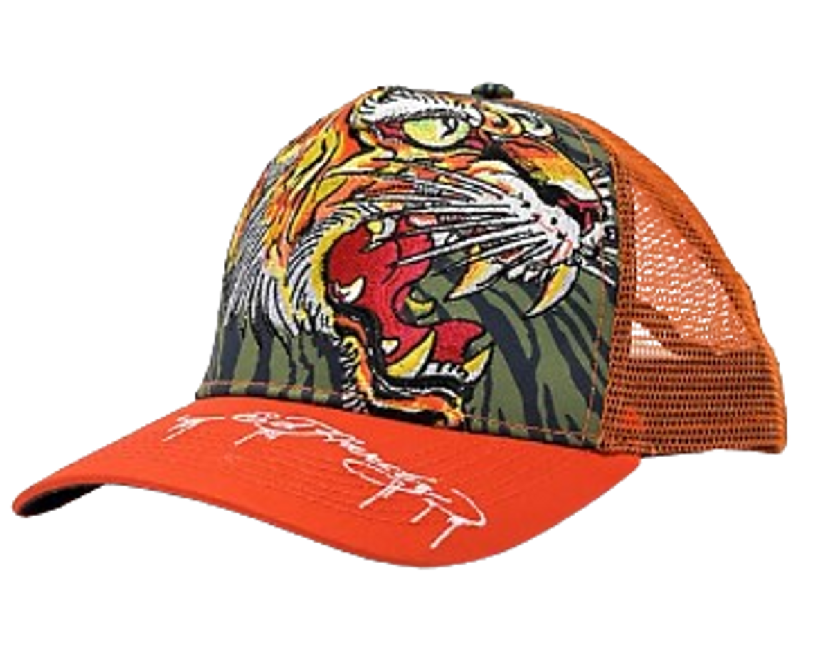 Ed Hardy Screaming Tiger Orange Trucker Hat | WHAT’S ON THE STAR?