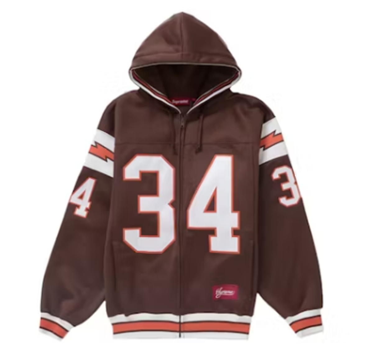 Supreme Brown Football Zip Up Hoodie