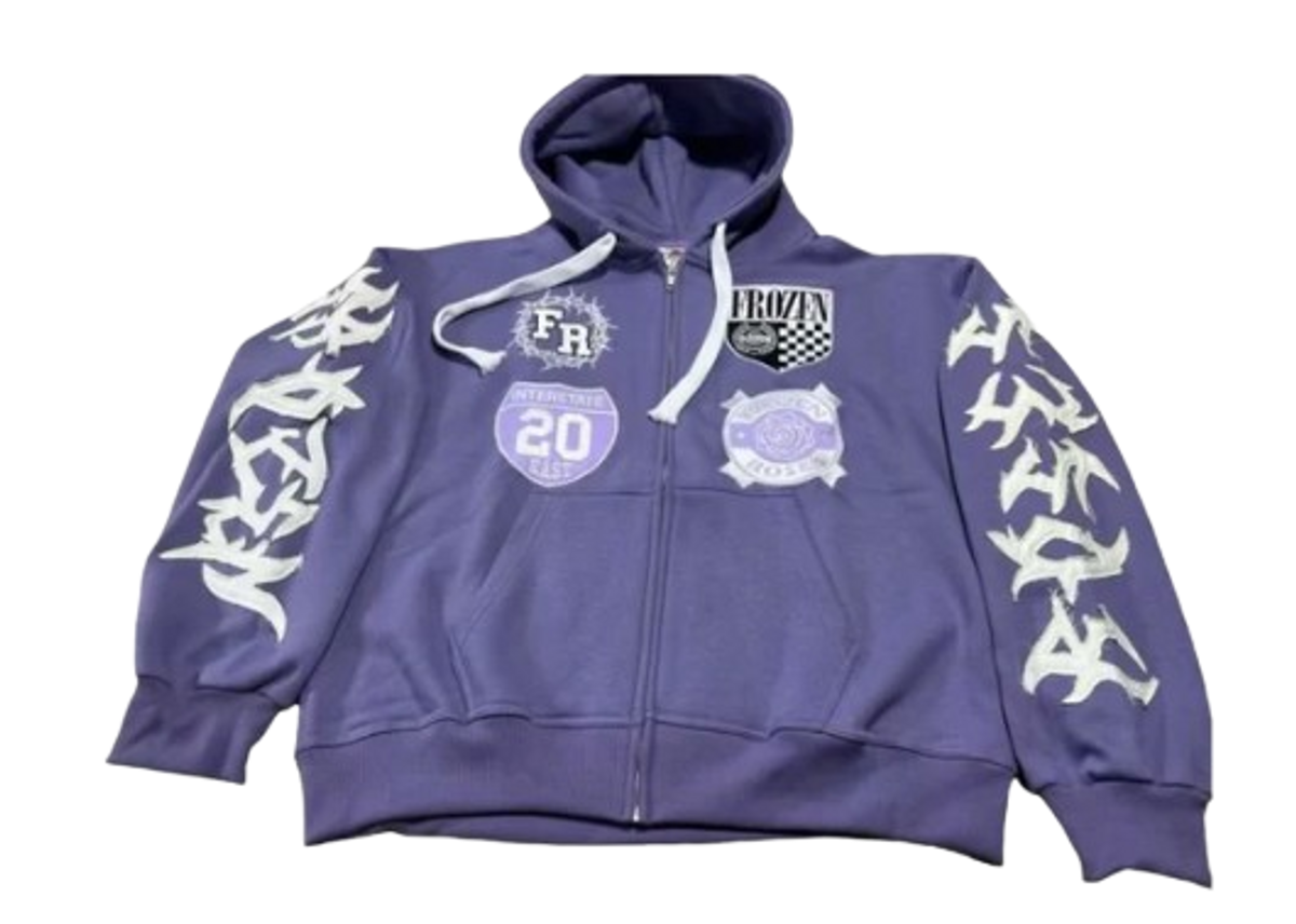 Frozen Roses Thorn Racer Oversized Zip Up Hoodie