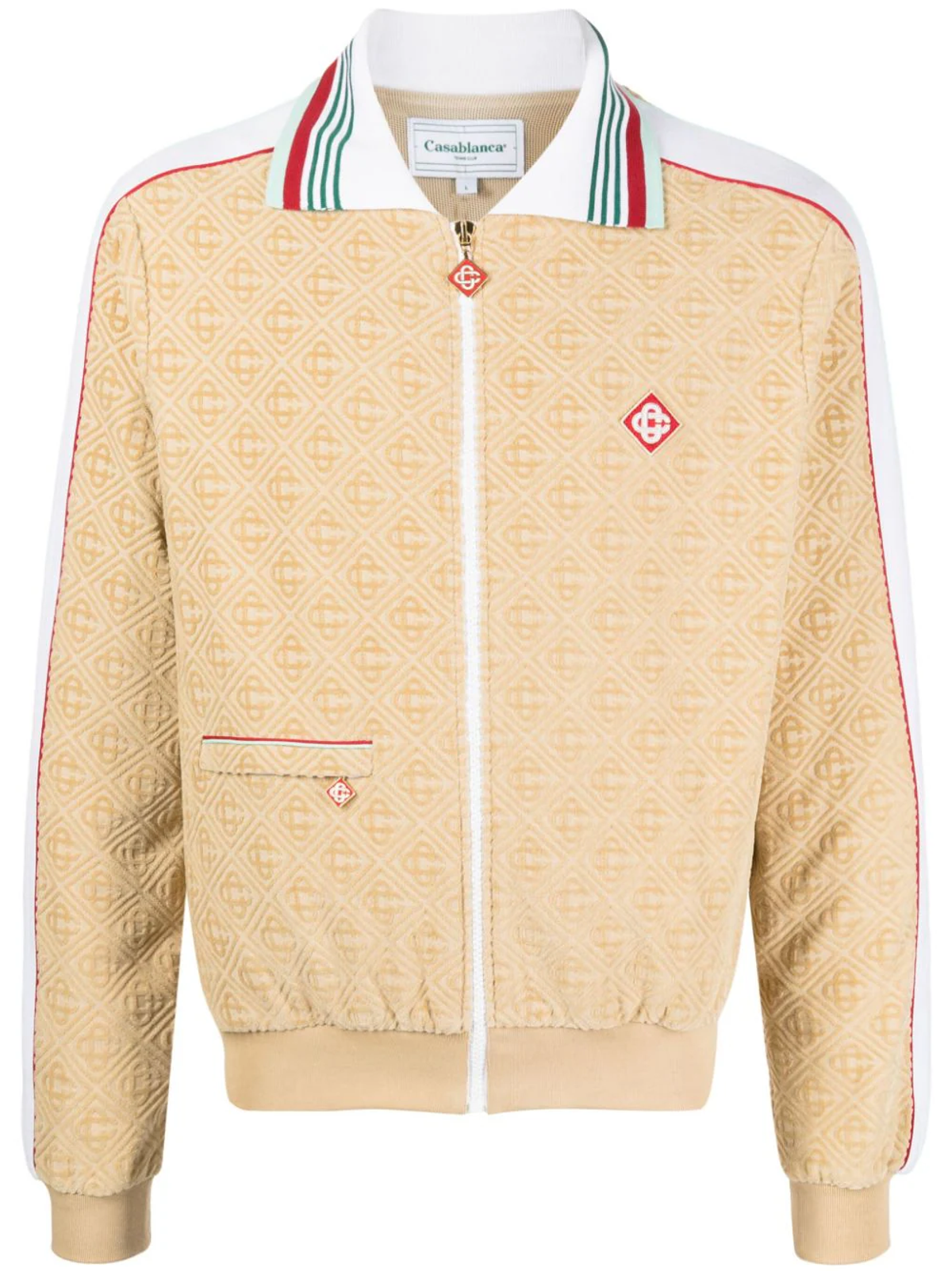 Casablanca Monogram-Jacquard Velour Zip-Up Jacket