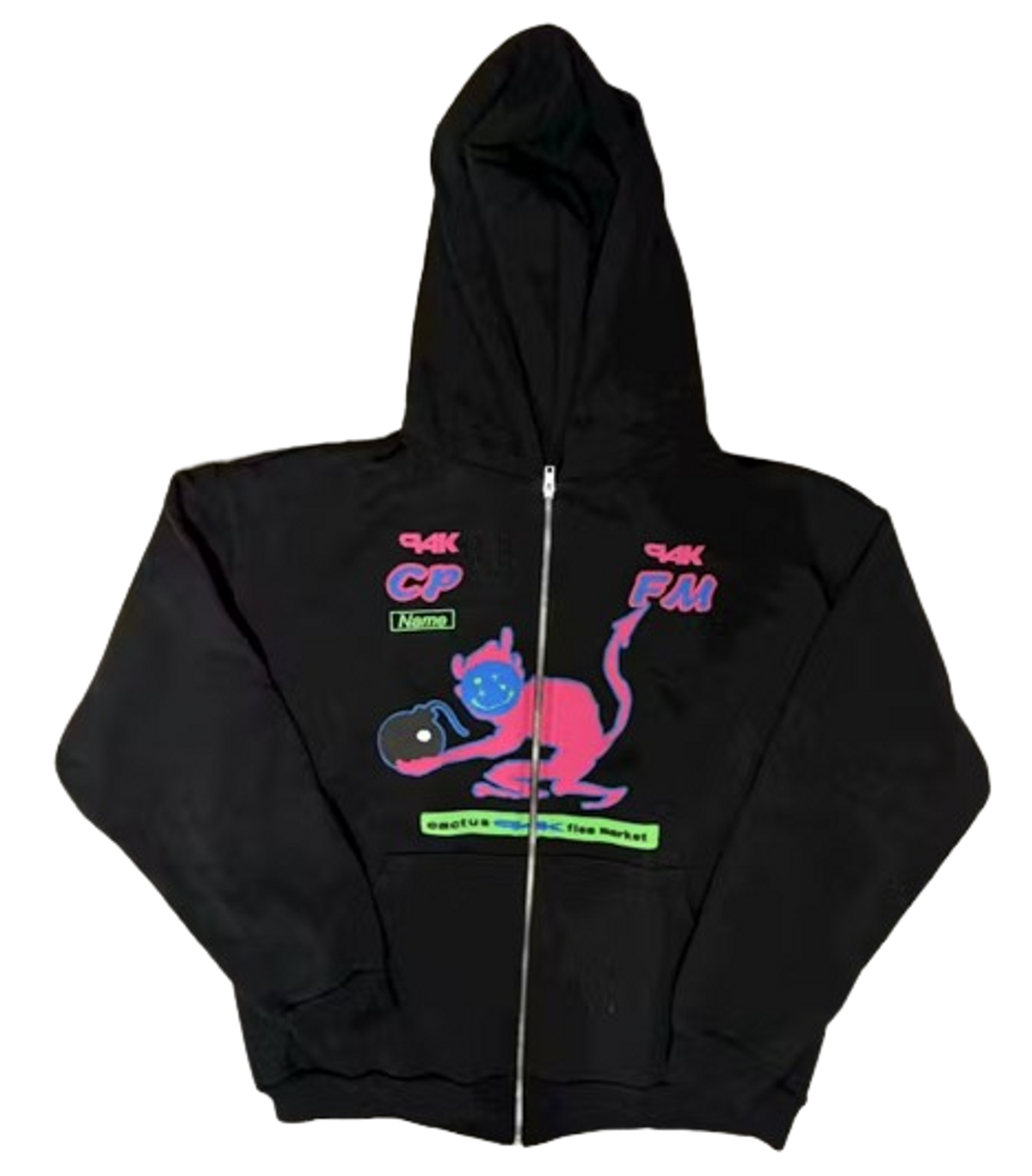Cactus Plant Flea Market × P4K Black Zip Hoodie