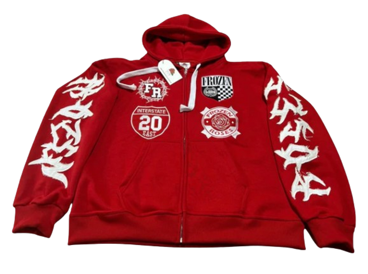 Frozen Roses FR Thorn Racer (Red) Oversized Zip Up Hoodie