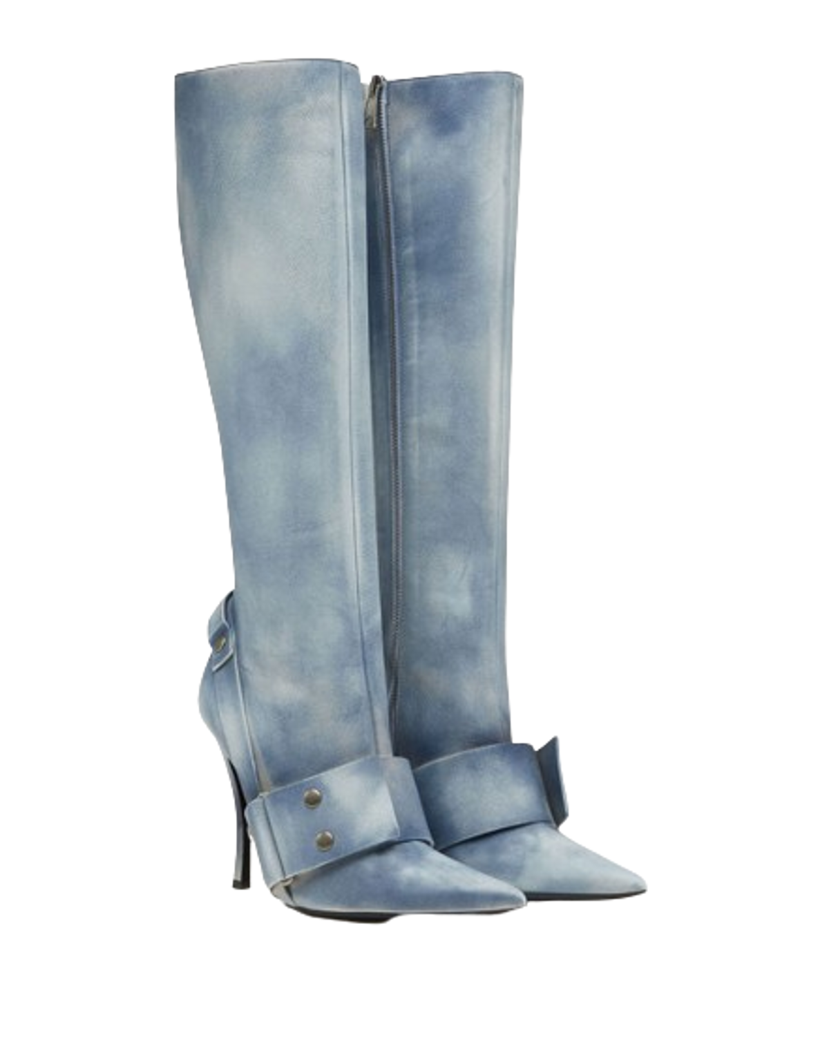 Diesel Sprayed Leather Wide Shaft Knee Boots