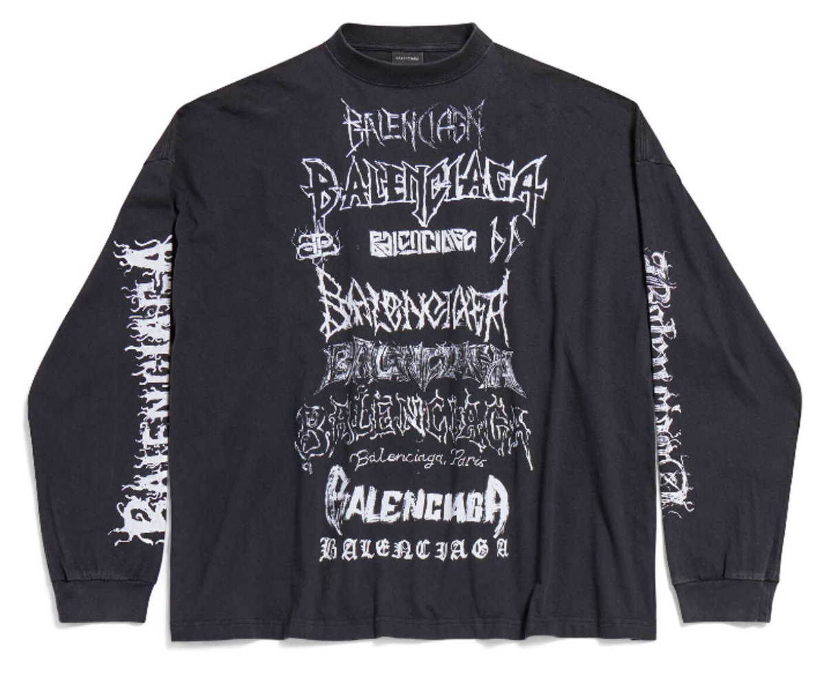 Balenciaga Black DIY Metal Logos Long Sleeve T-Shirt