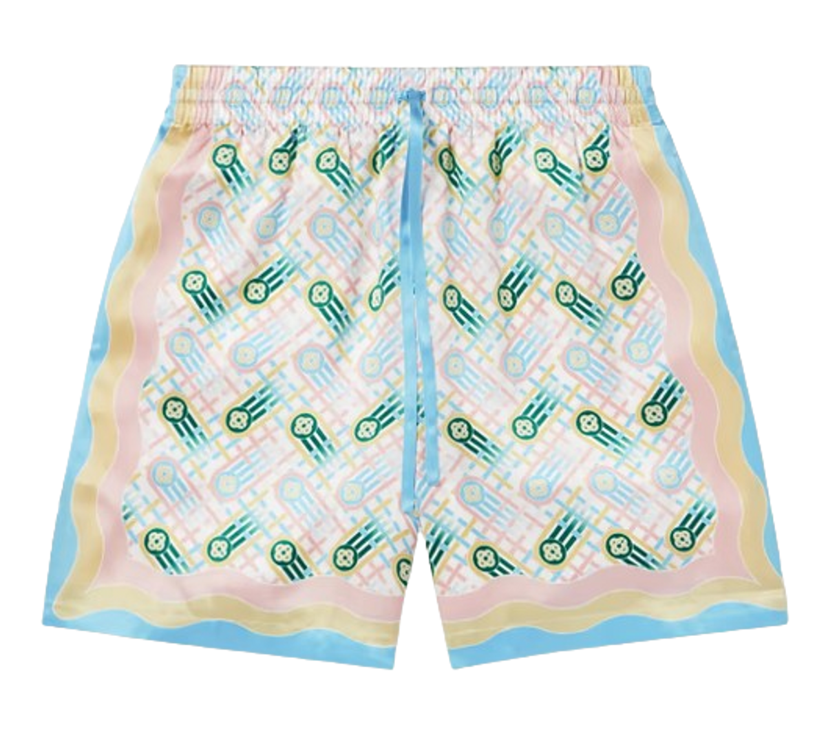 Casablanca Ping Pong Straight-Leg Printed Silk Shorts