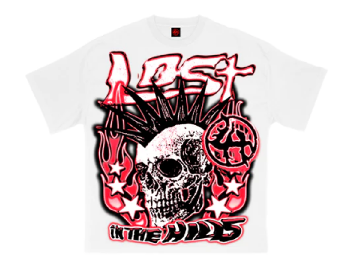 Lost In The Hills White Skull Head T-Shirt