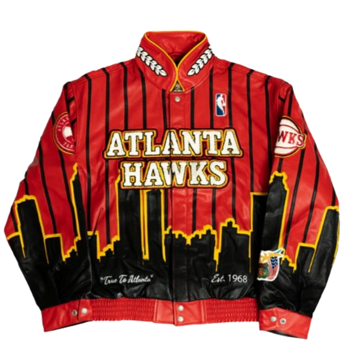 Jeff Hamilton × Atlanta Hawks Red Leather Jacket