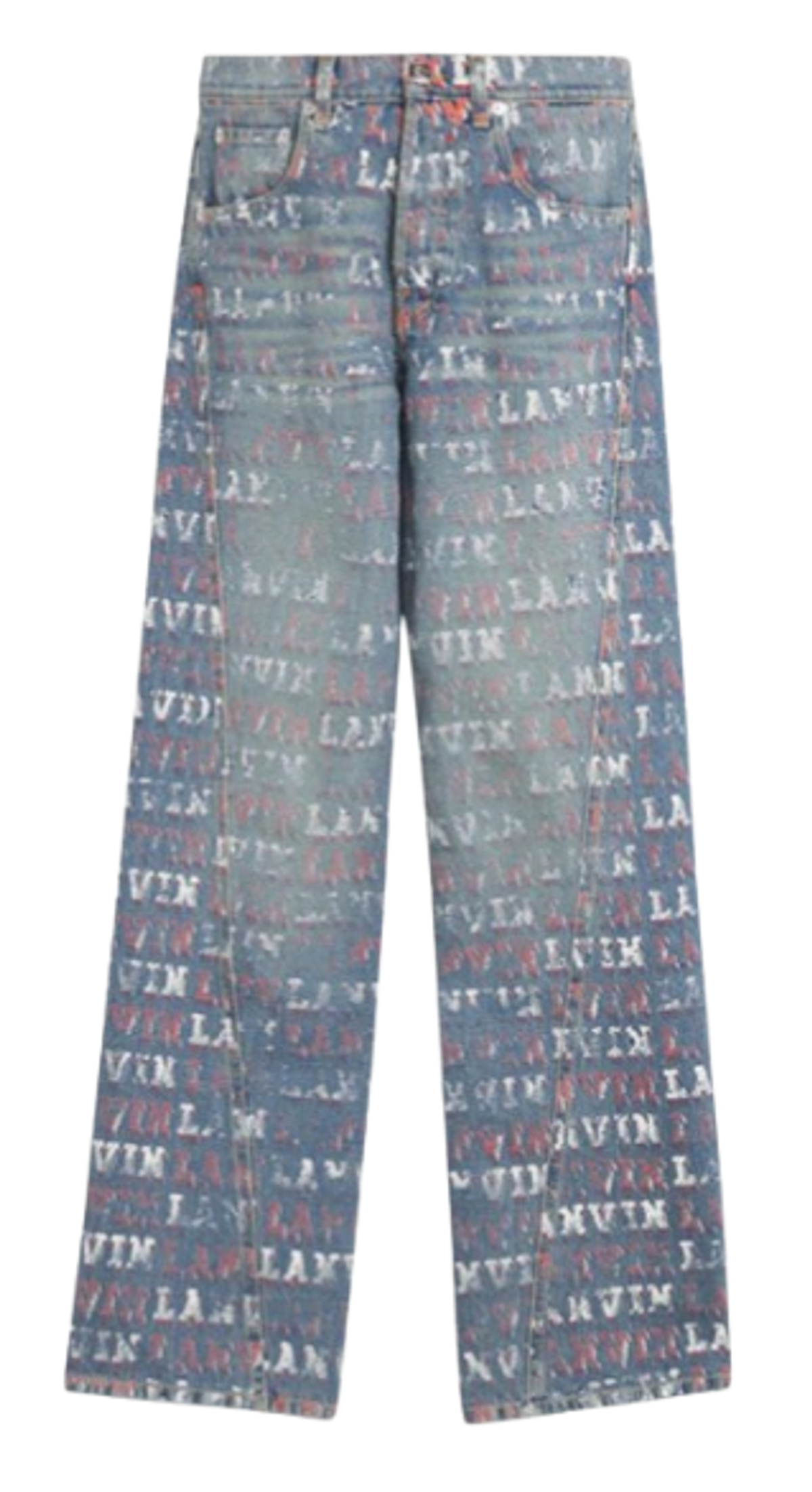 Lanvin × Future Merch Light Blue Straight Fit Printed Pants
