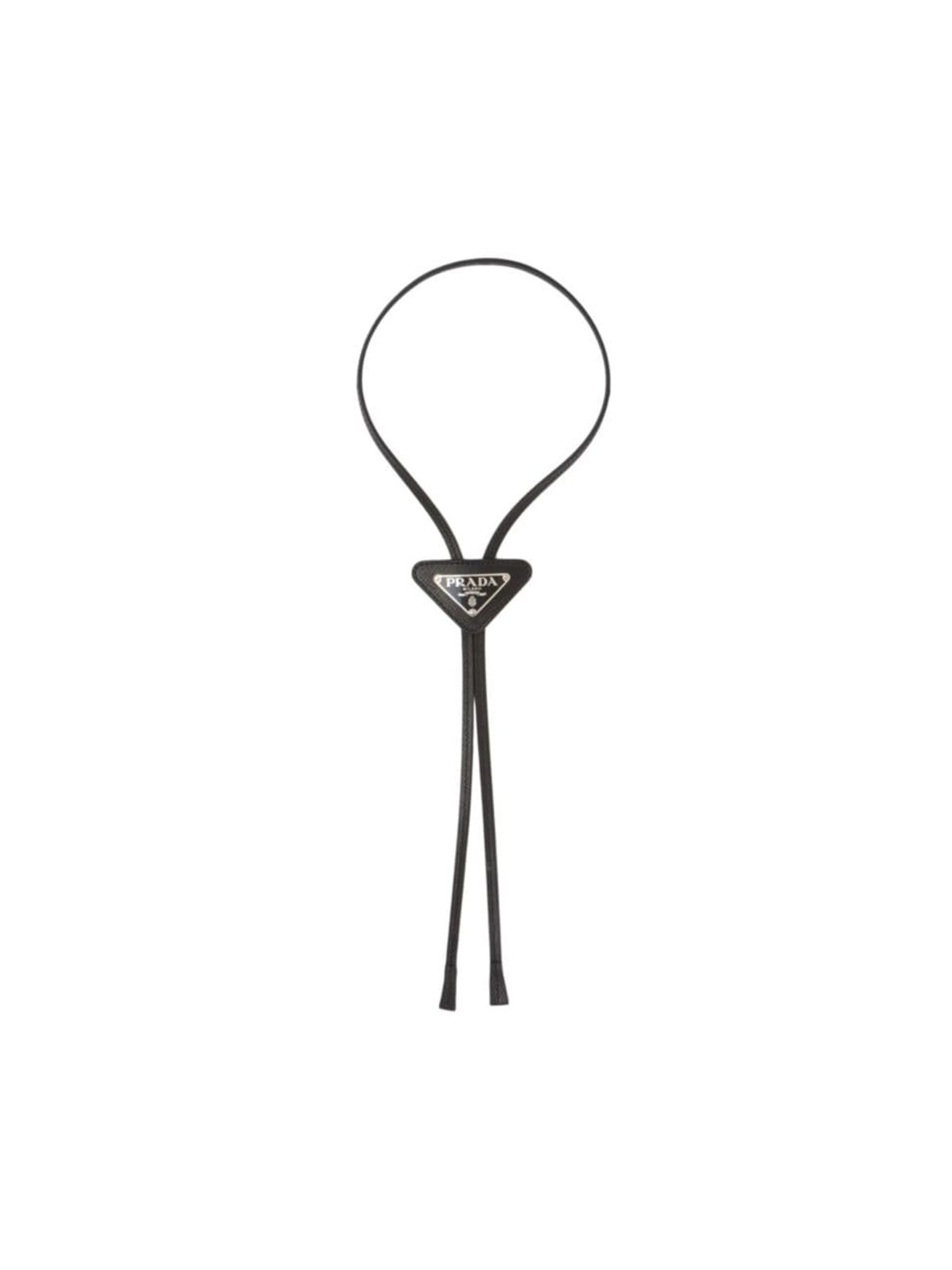 Prada Brushed Leather Bolo Tie In Black