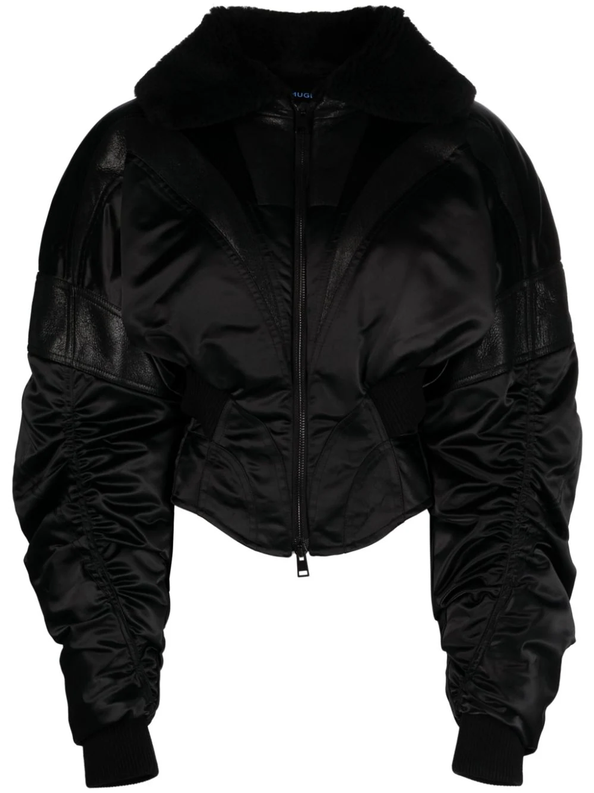 Mugler Corset-Style Draped Bomber Jacket