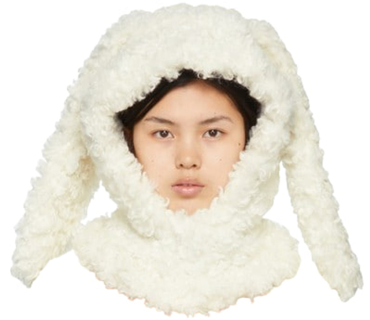 Nodress White Fluffy Bunny Beanie