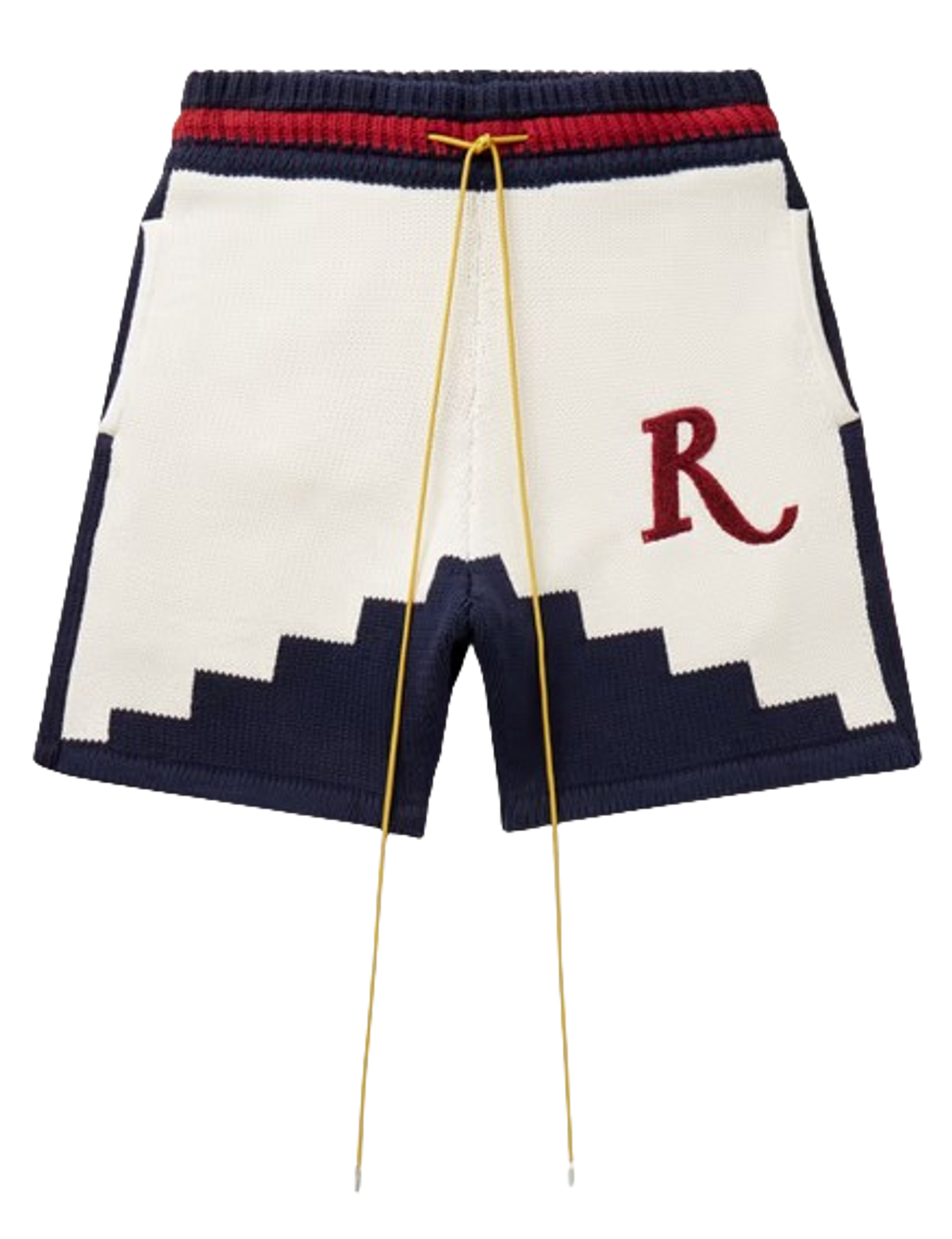Rhude White Saint Croix Straight-leg Logo-appliqued Intarsia Cotton Drawstring Shorts