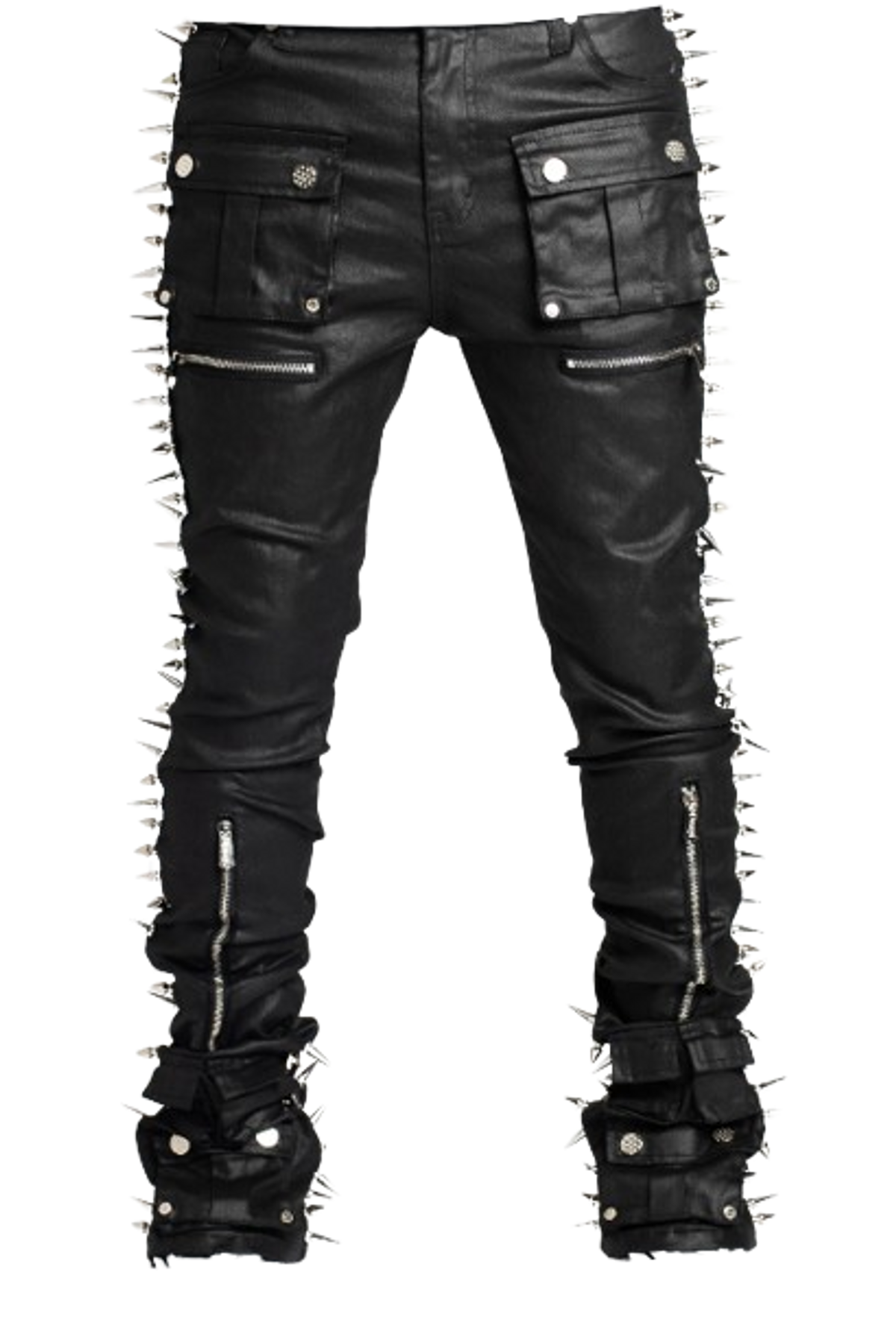 Guapi Obsidian Black Waxed Spikes Denim Pants | WHAT'S ON