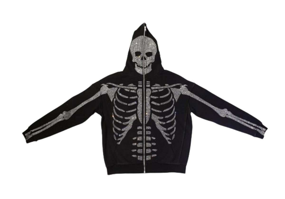 Klan Life Skeleton Rhinestone Full Zip Hoodie