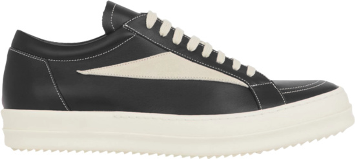 Rick Owens Black & White Leather Vintage Sneakers