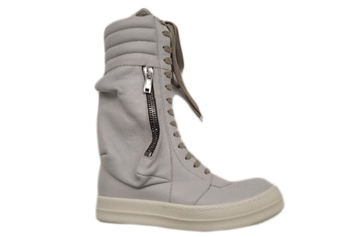 Rick Owens Oyster Milk Cargo Basket Leather Boots