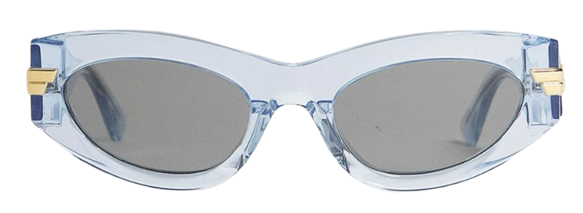 Bottega Veneta Blue Classic Acetate Oval Sunglasses