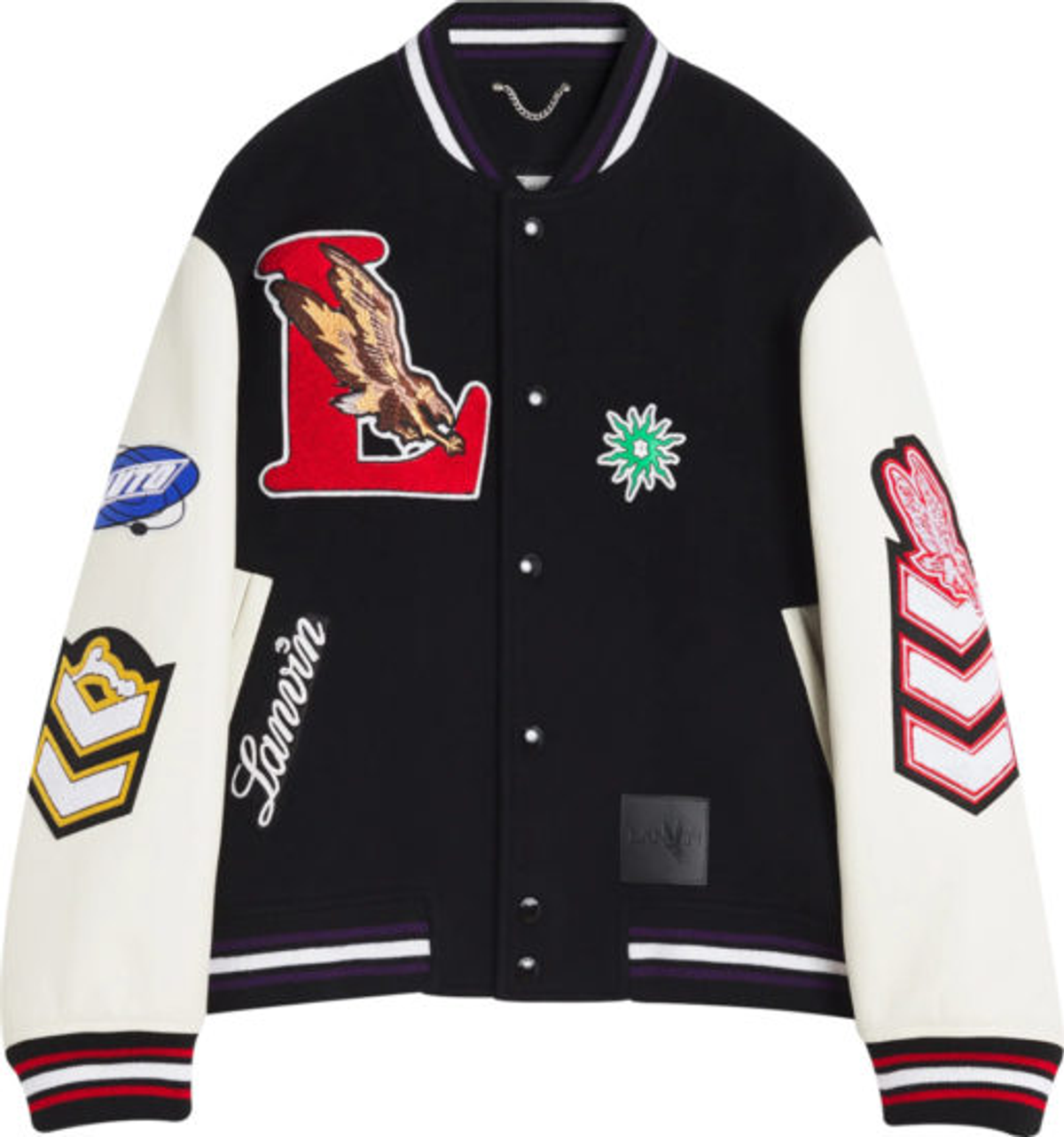 Lanvin × Future Merch Black Leather Bomber Jacket